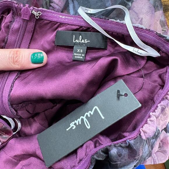 Lulus XS Bustier Strapless Maxi Dress Corset Purple Floral Fairy Prom Formal - Picture 8 of 12